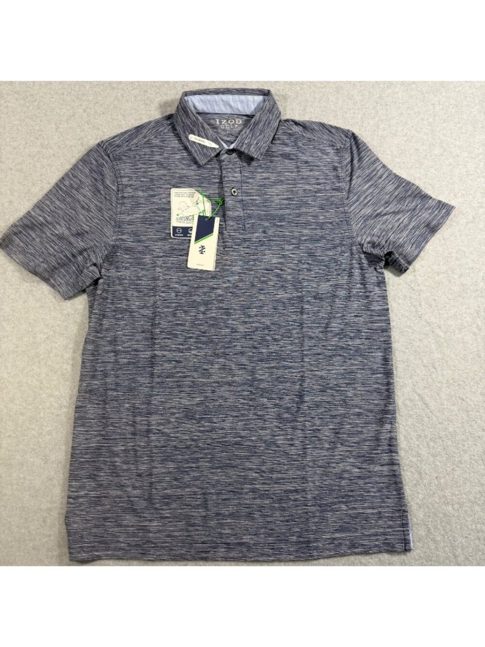 IZOD Golf Men's Small Gray Heather Polo Shirt SwingFlex Stretch Performance